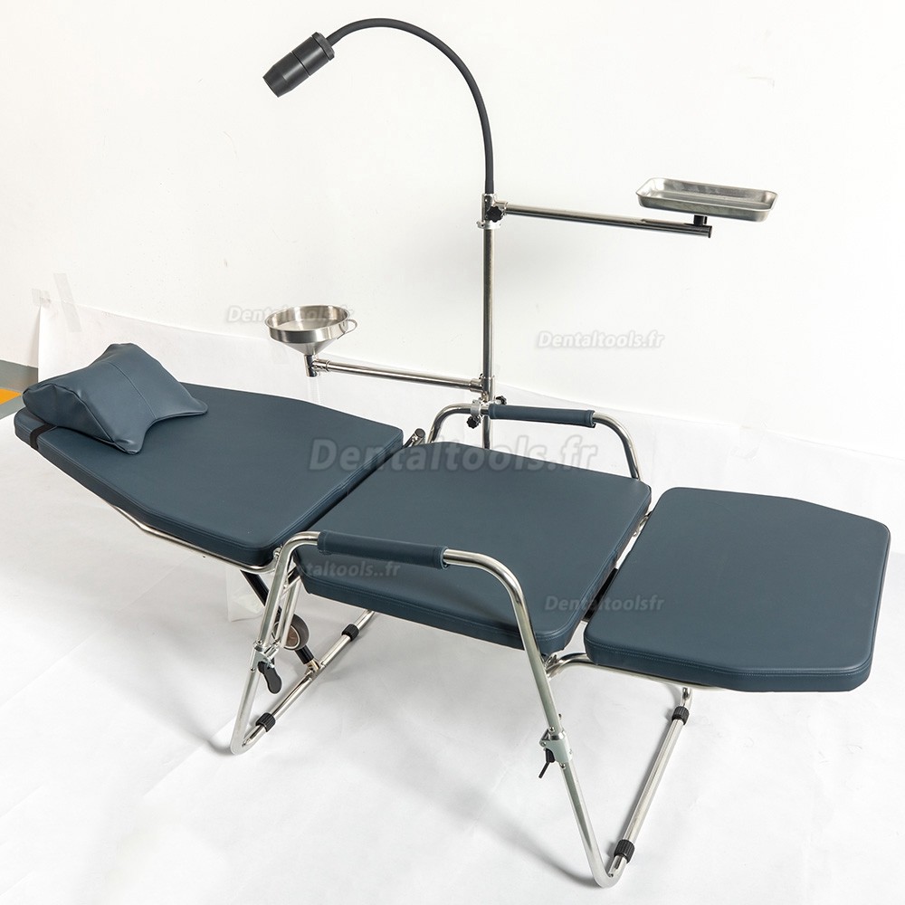 Greeloy GU-P101 Chaise Pliable Dentaire Portable Acier Inoxydable + GU-P102 Lampe d'examen Dentaire